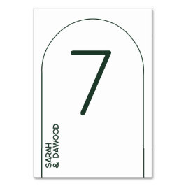 Elegant Minimalistisk vit Grönt muslimsk Bröllop Bordsnummer