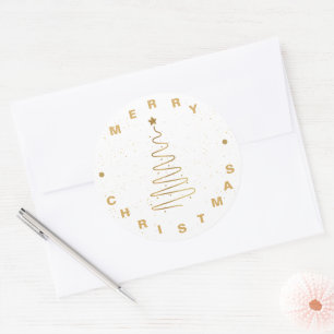 Elegant Minimalistisk vit Guld Star God jul Runt Klistermärke