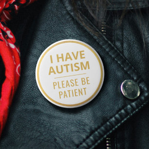 Elegant minimalistisk vit guldtext Autism Knapp