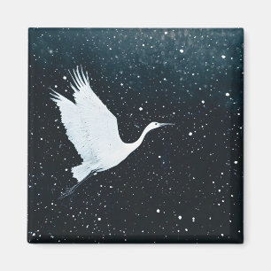 Elegant Minimalistisk Zen Crane Flight Magnet