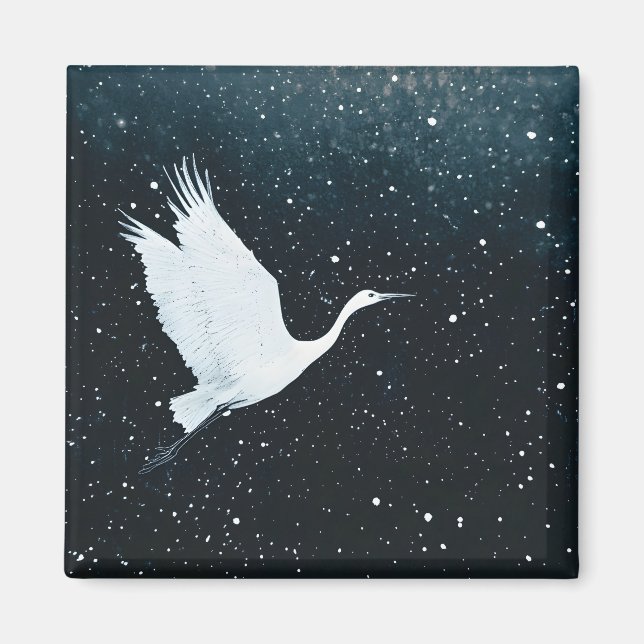 Elegant Minimalistisk Zen Crane Flight Magnet (Framsidan)