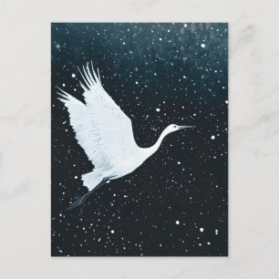 Elegant Minimalistisk Zen Crane Flight Meddelande Vykort