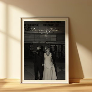 Elegant Minimalistiska Namn & Datum Bröllopsfoto Poster