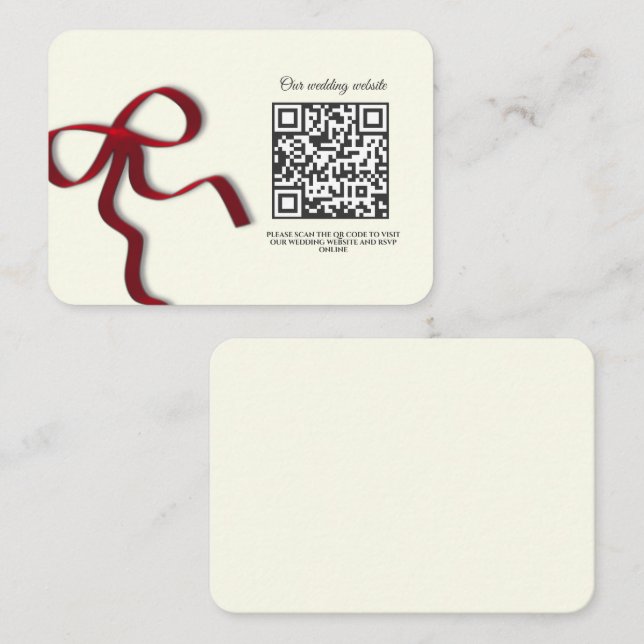 Elegant minimalistiskt Bröllop-enkelt klassiskt rö Tilläggskort (Fram/baksida)