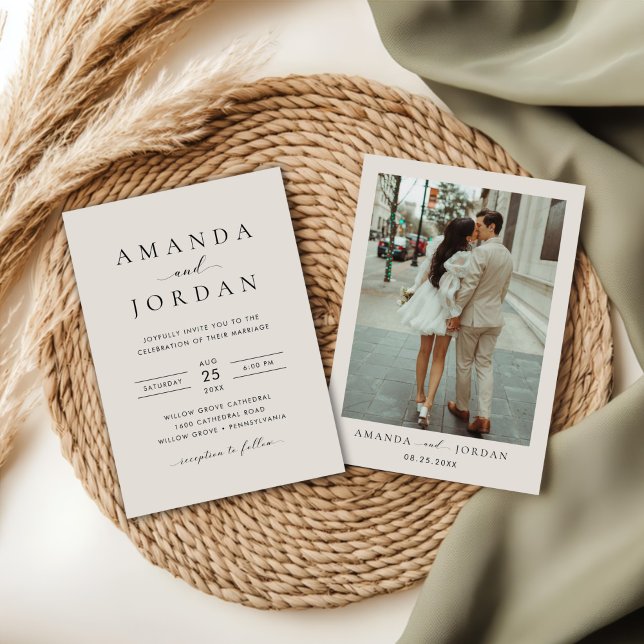 Elegant - minimalistiskt Bröllop-foto Inbjudningar (Skapare uppladdad)