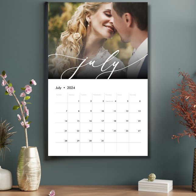 Elegant - minimalistiskt Bröllop Modern fotoskript Kalender (Skapare uppladdad)