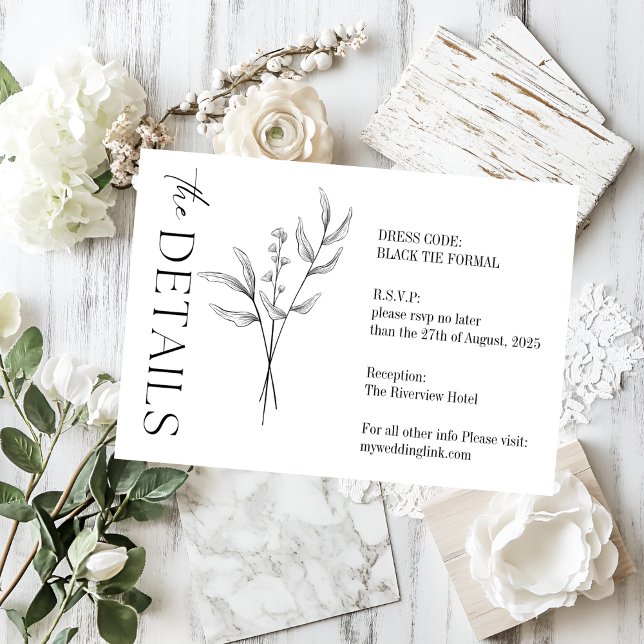 Elegant - minimalistiskt Bröllop| Modern och Snygg Tilläggskort (Elegant Minimalist Wedding| Modern & Stylish Enclosure Card
)