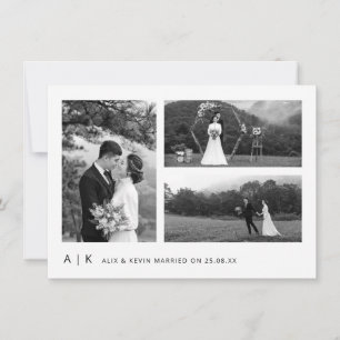 Elegant - minimalistiskt Bröllop svart fotoskript Tack Kort