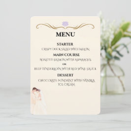 Elegant minimalistiskt bröllopsmeny kort för par