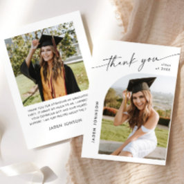 Elegant - minimalistiskt enkelt Studenten 2-foto Tack Kort