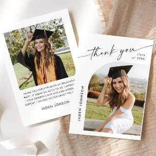 Elegant - minimalistiskt enkelt Studenten 2-foto Tack Kort