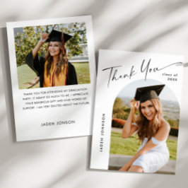 Elegant - minimalistiskt enkelt Studenten 2-foto Tack Kort