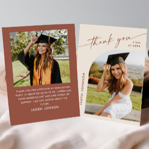 Elegant - minimalistiskt enkelt Studenten 2-foto Tack Kort