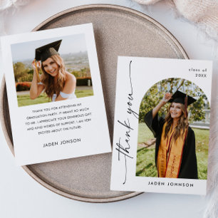 Elegant - minimalistiskt enkelt Studenten 2-foto Tack Kort
