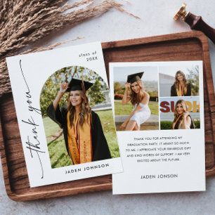Elegant - minimalistiskt enkelt Studenten 4-foto Tack Kort