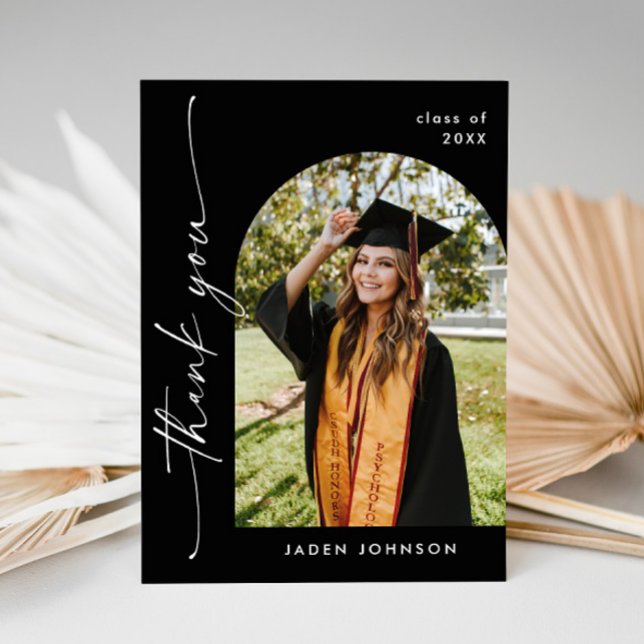 Elegant - minimalistiskt enkelt Studenten One-foto Tack Kort (Skapare uppladdad)