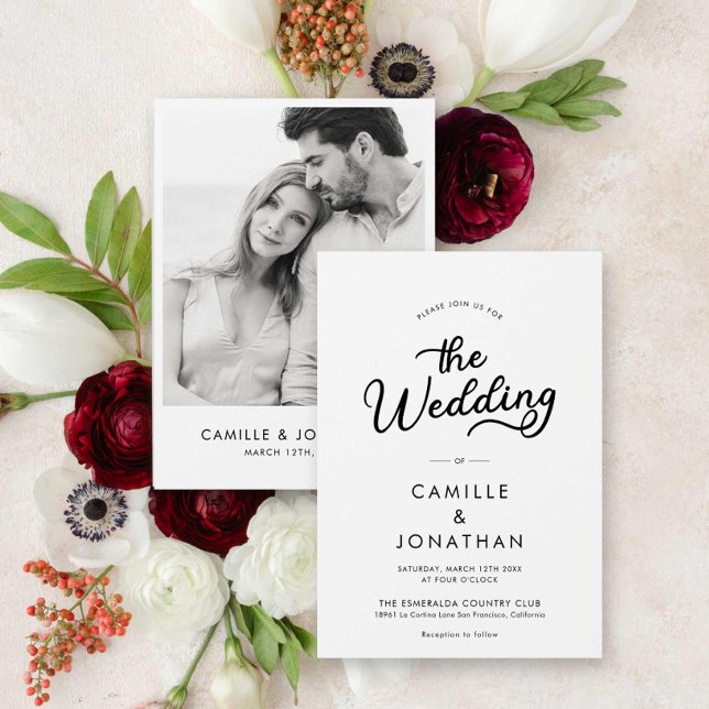 Elegant - minimalistiskt foto Bröllop Inbjudningar (Elegant Minimalist Photo Wedding Invite)