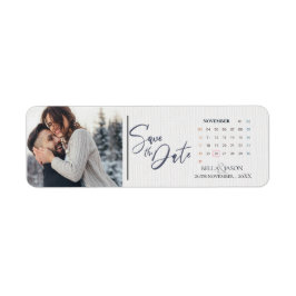 Elegant - minimalistiskt foto Bröllop spara datum Returadress Etikett