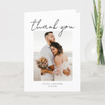 Elegant - minimalistiskt fotokort med Bröllop tack