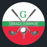 Elegant Minimalistiskt Golf Monogram Runt Klistermärke<br><div class="desc">Eleganten Golf Monogram Design från Edward Eksi med minimal Anpassningsbar. Enkel modifiering av INITIALER och TEXTS efter dina behov.</div>