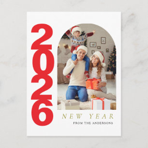Elegant minimalistiskt gott nytt år familjefoto helg vykort