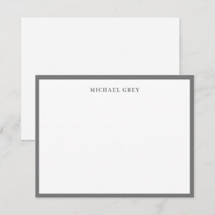 Elegant Minimalistiskt Grått Namn Gräns platt Anteckningskort