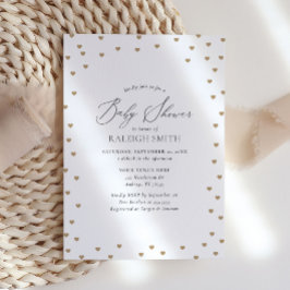 Elegant minimalistiskt Guld Heart Baby Shower Inbjudningar