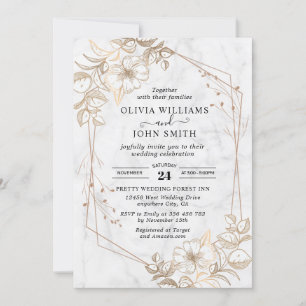 Elegant Minimalistiskt Marble White Grått M002 Inbjudningar