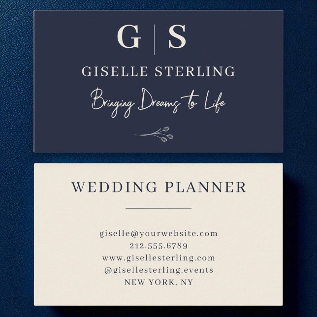 Elegant Minimalistiskt marint marinblått grädde i  Visitkort (Skapare uppladdad)