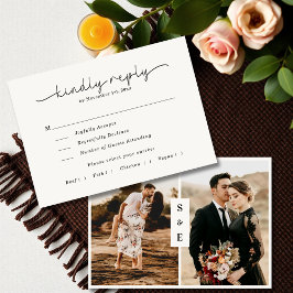 Elegant - minimalistiskt Modern Beige Photo Bröllo OSA Kort