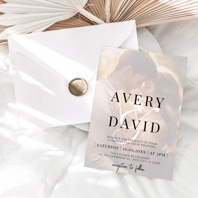 Elegant - minimalistiskt Modern Bröllop-foto Inbjudningar (Skapare uppladdad)