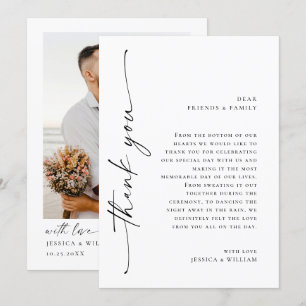 Elegant - minimalistiskt Modern Bröllop-foto Tack Kort