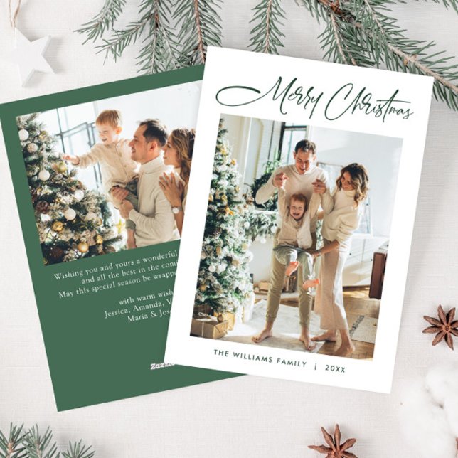 Elegant - minimalistiskt Modern jul 2-foto Julkort (Skapare uppladdad)