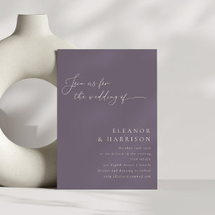 Elegant - minimalistiskt Modern Lila-skript Bröllo Inbjudningar