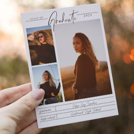 Elegant - minimalistiskt multifoto-Studenten Inbjudningar