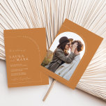 Elegant Minimalistiskt Orange med omvänd  Arch Pho Inbjudningar<br><div class="desc">Designad att samordna med för "Arches Minimalist" bröllopsinbjudan. Om du vill ändra information klickar du på Information. Om du vill flytta texten eller ändra storlek, teckensnitt eller färg klickar du på Redigera med Design Verktyg. Visa samlingslänken på den här sidan om du vill se alla matchande objekt i den här...</div>