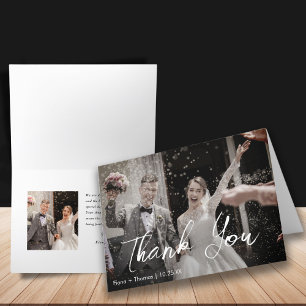 Elegant - minimalistiskt Personligt bröllp-foto Tack Kort