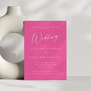 Elegant - minimalistiskt Shock rosa-skript serif B Inbjudningar
