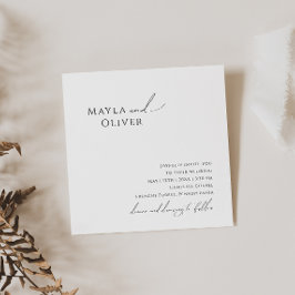 Elegant Minimalistiskt skript fyrkantigt Bröllop Inbjudningar