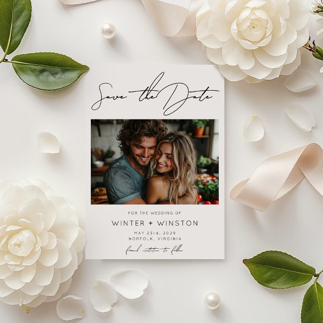 Elegant - minimalistiskt skript Två foto spara dat Spara Datumet (Skapare uppladdad)