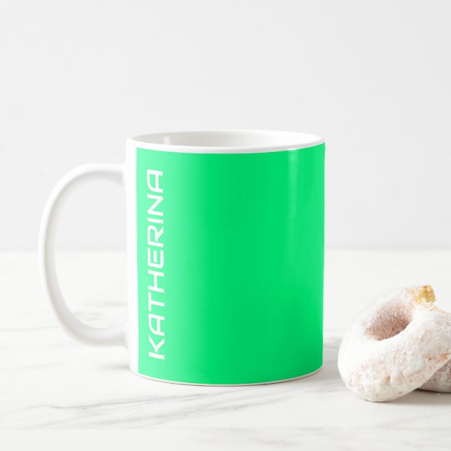 Elegant Minimalistiskt solitt Neon Vår Grönt Färg Kaffemugg (Med munk)