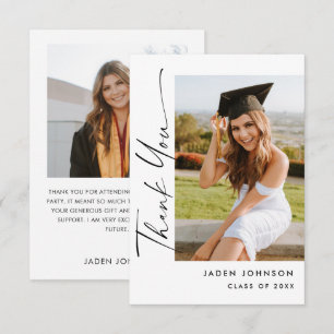 Elegant - minimalistiskt Studenten 2-foto Tack Kort