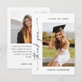 Elegant - minimalistiskt Studenten 2-foto Tack Kort