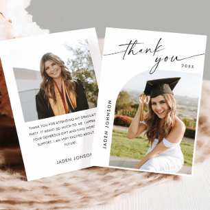 Elegant - minimalistiskt Studenten 2-foto Tack Kort