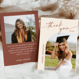 Elegant - minimalistiskt Studenten 2-foto Tack Kort