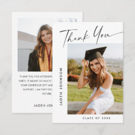 Elegant - minimalistiskt Studenten 2-foto Tack Kort