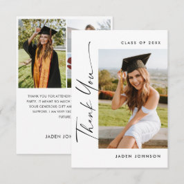 Elegant - minimalistiskt Studenten 4-foto Tack Kort