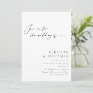 Elegant Minimalistiskt svartvitt Bröllop Inbjudningar