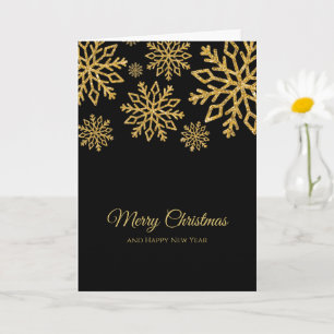 Elegant Minimalistiskt svartvitt och Guld jul Kort