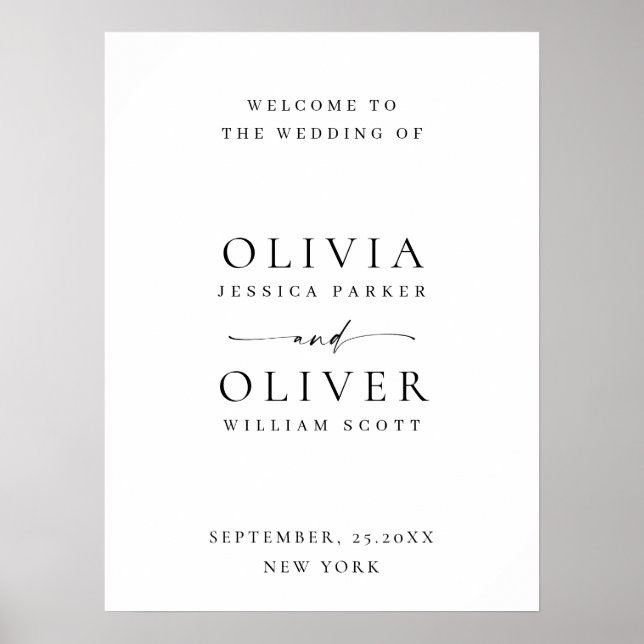 Elegant - minimalistiskt välkomstkort Bröllop Poster (Framsidan)